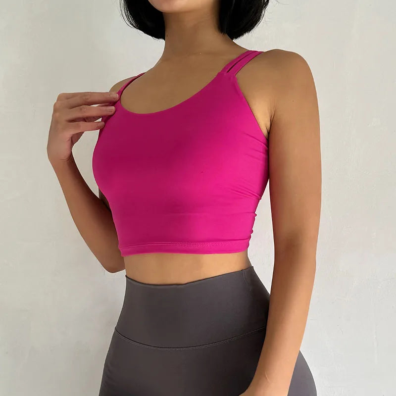Women's Sports Bras Fitness Top Lingerie, Push Up Fixed Pad Yoga Bra Knotted Back Running Vest Gym Tops The Clothing Company Sydney