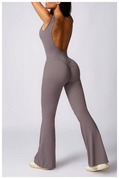 Women's V Back Jumpsuit Gym Set Sports Jumpsuit Training Yoga Suit Fitness Rompers Stretch Workout Bodysuits Sportswear - The Clothing Company Sydney