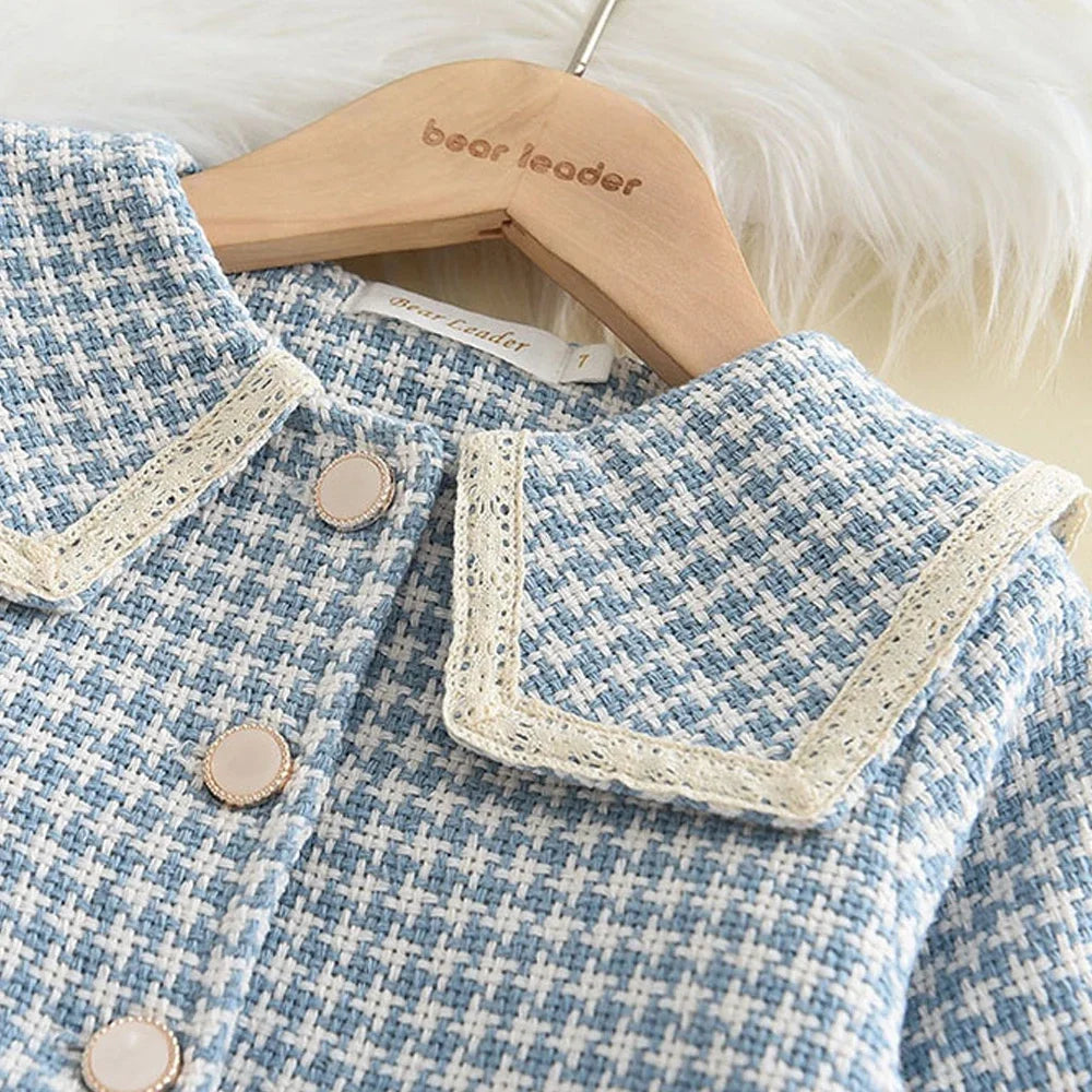 3 Piece Girls Clothes Spring Autumn New Girls Plaid Vest Dress Retro Outwear Coat Fashion Baby Party Outfits Set The Clothing Company Sydney
