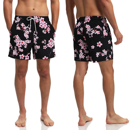 Summer Mens Shorts Polyester Gym Breathable Mesh Liner Elastic Waist Side Pocket Beach Board Shorts - The Clothing Company Sydney