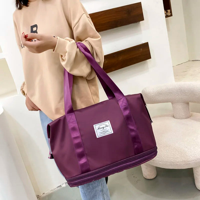 Travel Bag Women Shoulder Bag Casual Handbag Double Zipper Expansion Bag Large Bag Fashion Luggage Bag - The Clothing Company Sydney