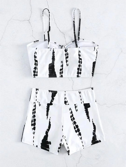 2 Piece Drawstring Front Shorts Bikinis High Waist Swimsuit Women Swimwear Bathers Bathing Swimming Swim Suit Beachwear - The Clothing Company Sydney