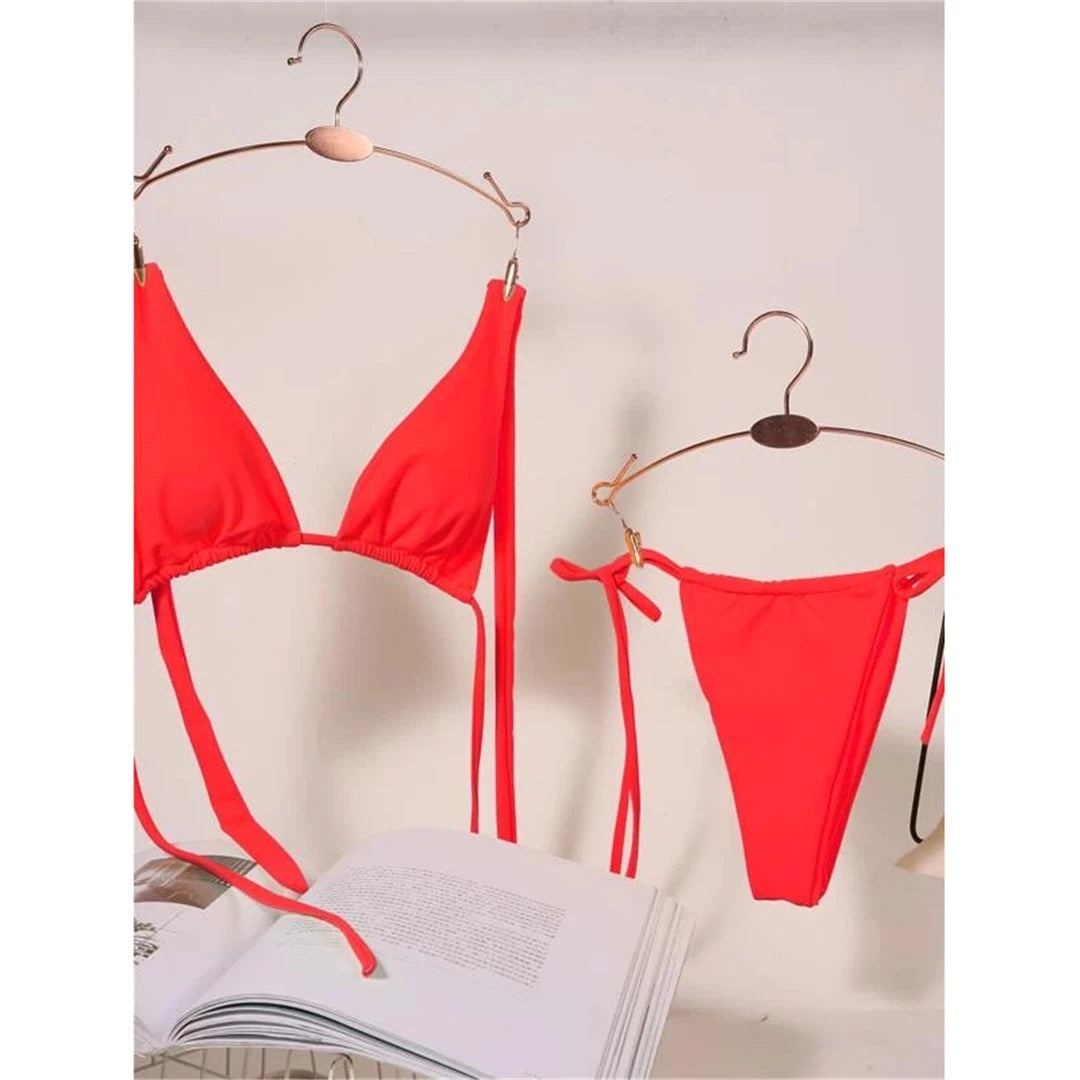 2 Piece Halter Mini Micro Thong Bikini Female Swimsuit Women Bikini set Bather Bathing Suit Swimwear The Clothing Company Sydney