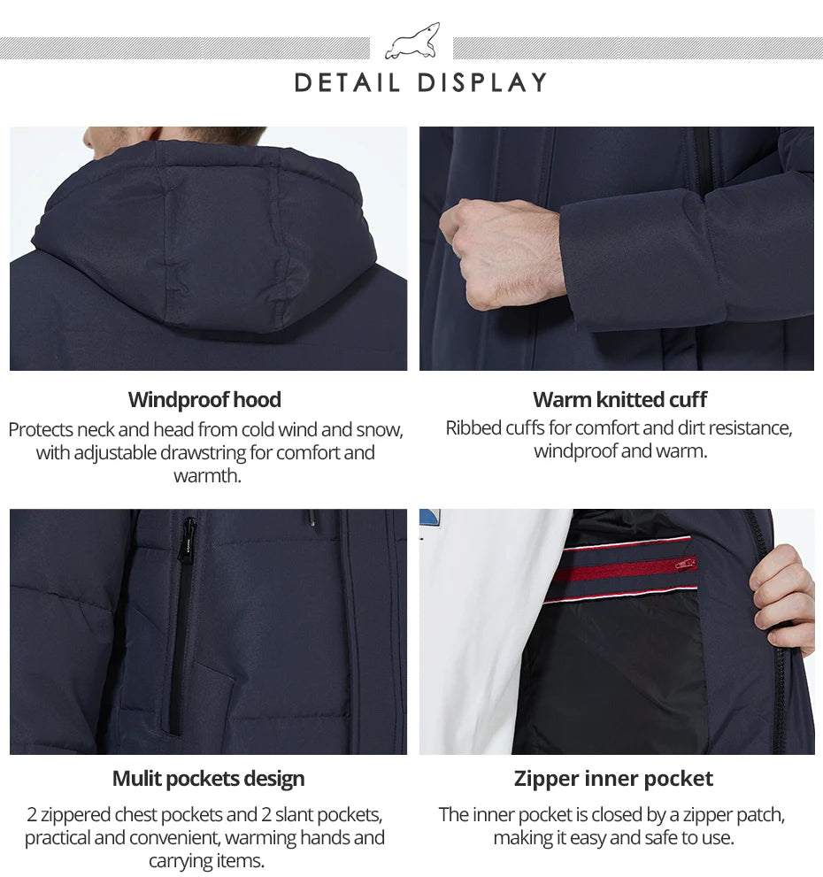 Men's winter jackets for men casual cotton coat mid-length Puffer Parkas - The Clothing Company Sydney