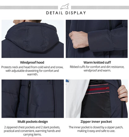 Men's winter jackets for men casual cotton coat mid-length Puffer Parkas - The Clothing Company Sydney