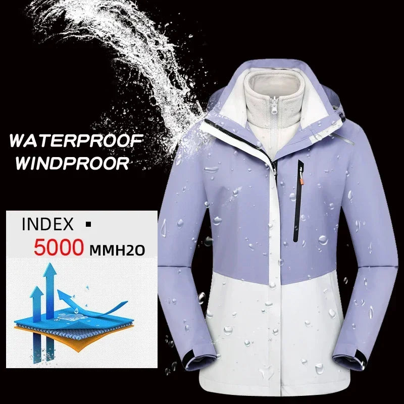 Women's Ski Suit Winter Waterproof Warm Hooded Windproof Raincoat Snow Pants Outdoor Snowboard Wear Set Skiing Overalls - The Clothing Company Sydney