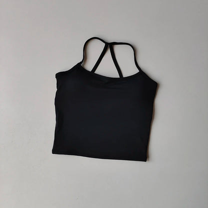 2 Piece Yoga Gym Set Halter Top Set Yoga High Waist Shorts Backless Tights Bra Vest Seamless Stretch Ribbed Shorts Set - The Clothing Company Sydney