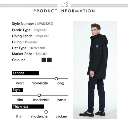Men's parka jacket windproof warm outerwear Thicken puffer coat for winter - The Clothing Company Sydney