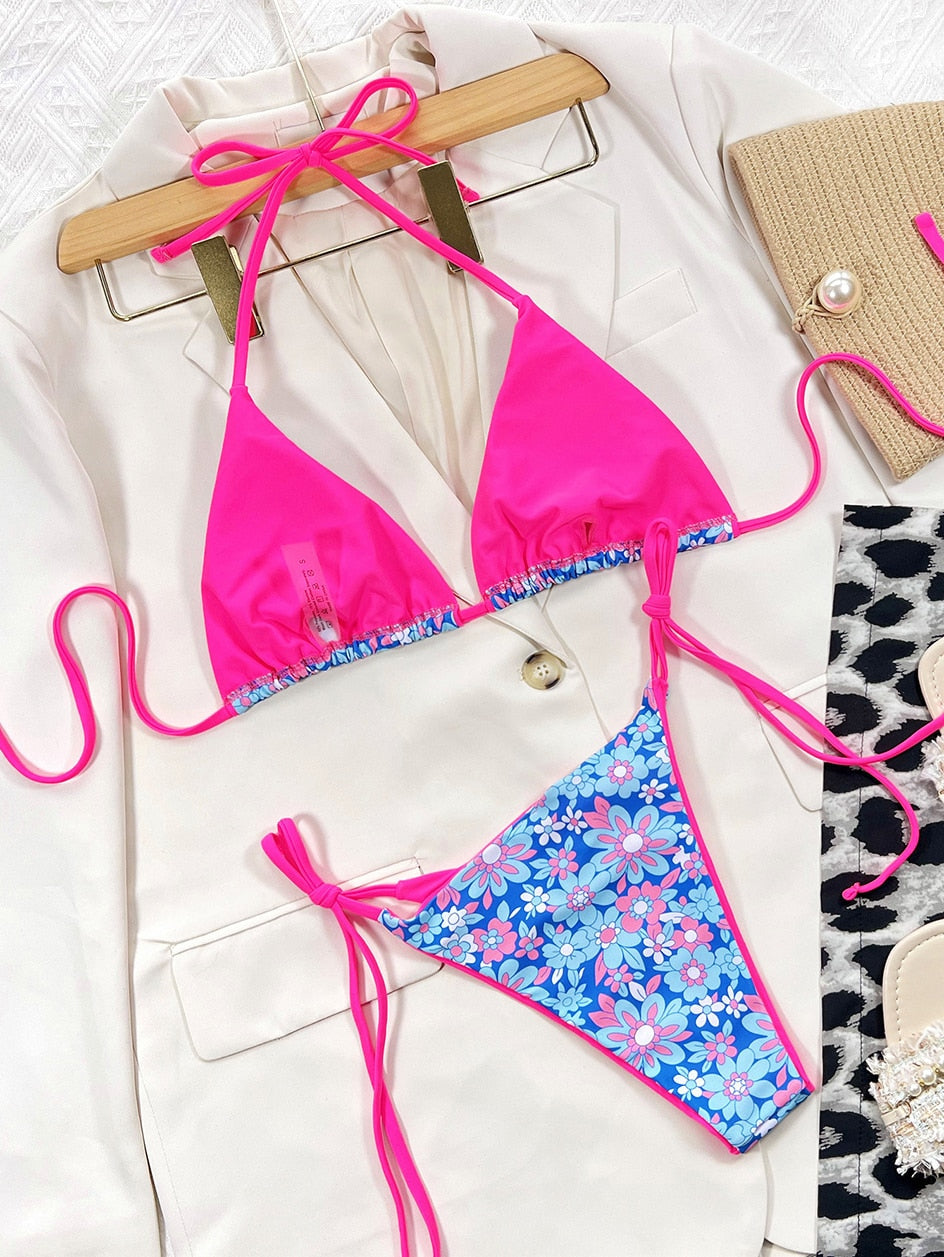 2 Piece Leopard Micro Bikini Swimsuit Swimwear Thong Bikinis Sets Brazilian Halter Beach Wear Bathing Suits The Clothing Company Sydney