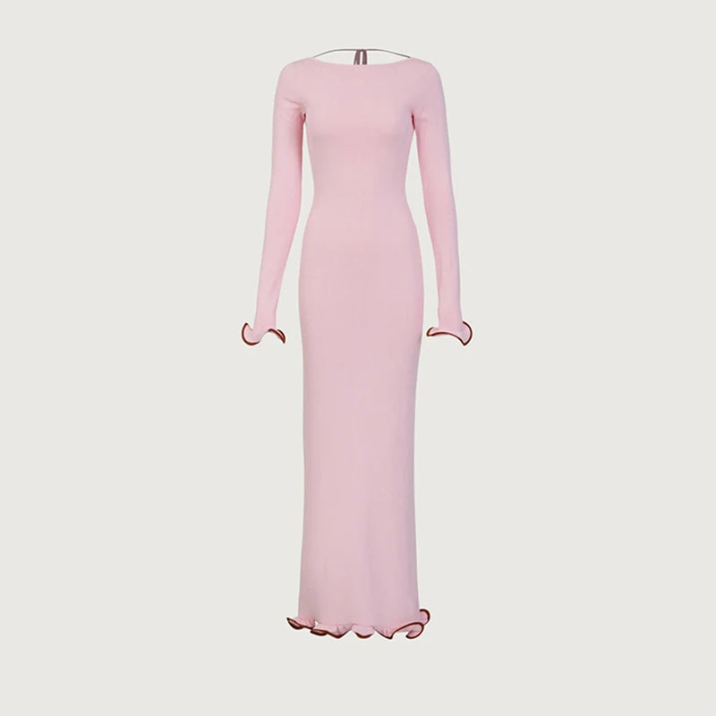 Autumn Knitted Mini Contrast Color Slim Sweater Dress Elegant Party  Long Sleeve Dress - The Clothing Company Sydney