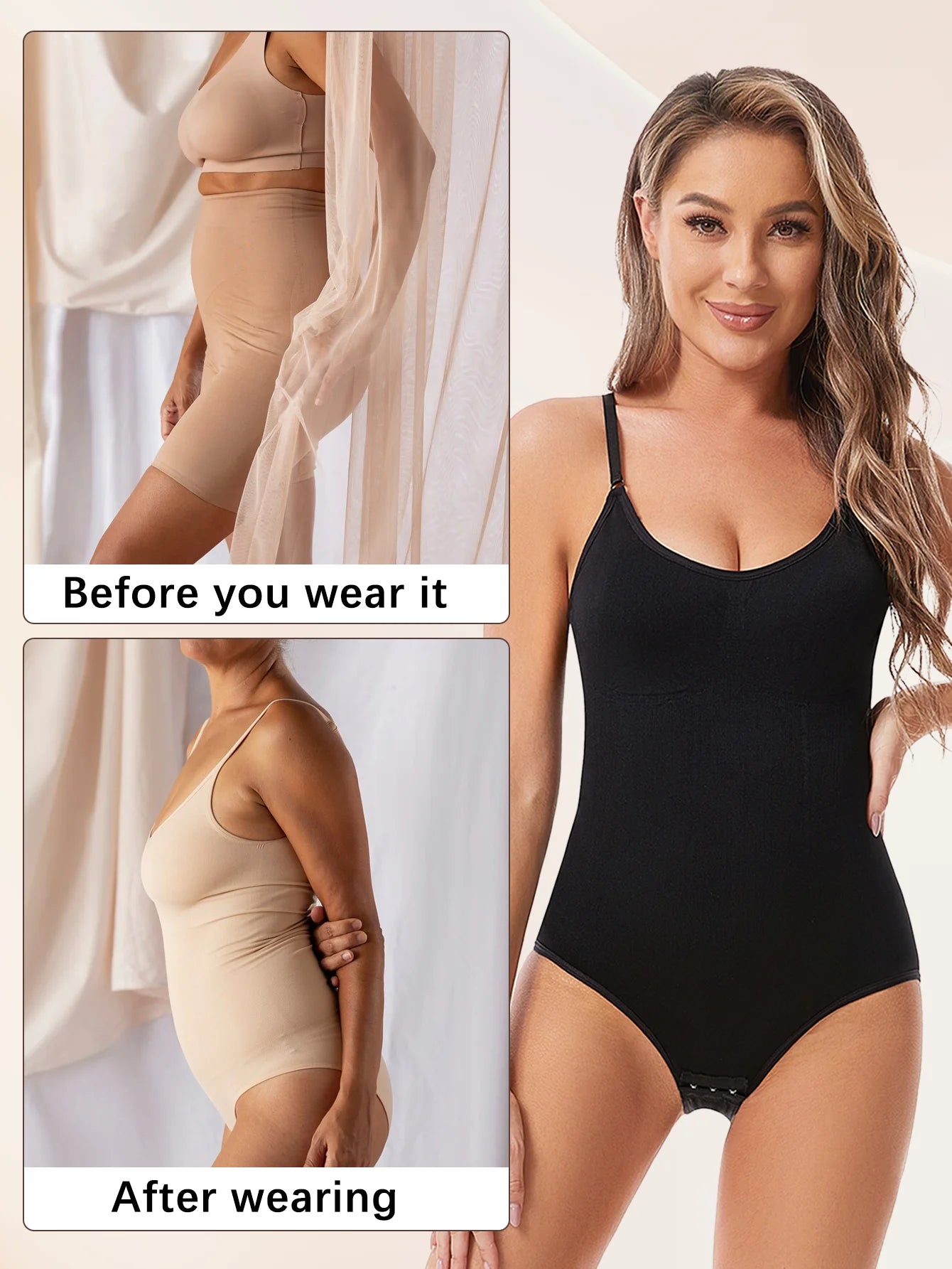 Women's Shapewear Seamless Full Body Shaper Smooth Out Bodysuit High Elastic Body Suits