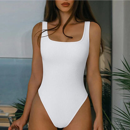 Ribbed Jumpsuit Daily Shaper Bodysuits Compression Open Crotch Shapewear Suit Playsuit - The Clothing Company Sydney