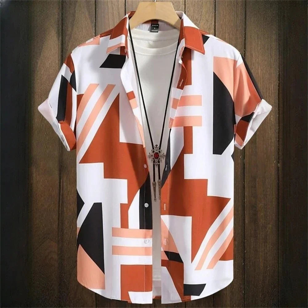Short-sleeved shirt Floral Print Summer Beach casual men's Shirt - The Clothing Company Sydney