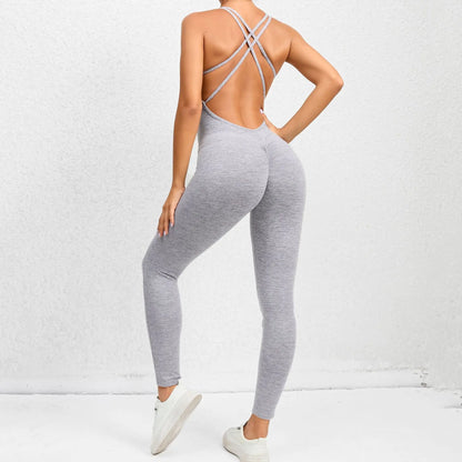 One Piece Backless Bodycon Scrunch Jumpsuit Women Dance Fitness Overalls Push Up Sleeveless Yoga Sport Jump Suit The Clothing Company Sydney