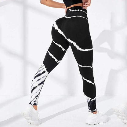 Women's 3D Print Tie Dye Sports Seamless High Waist Fitness Push Up Leggings Gym Clothing Workout Tights Pants - The Clothing Company Sydney