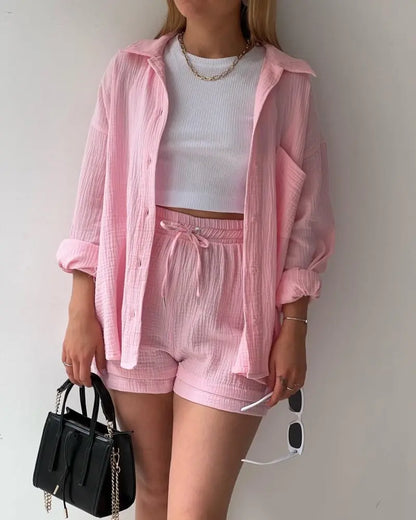 Summer Women's Suit Short Sets Outfits Suit Two Piece Button Up Matching Outfit Set - The Clothing Company Sydney