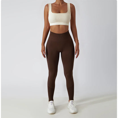 Women's Ribbed Seamless Yoga Pants High Waist Gym Leggings Sports Fitness Legging Running Tights - The Clothing Company Sydney
