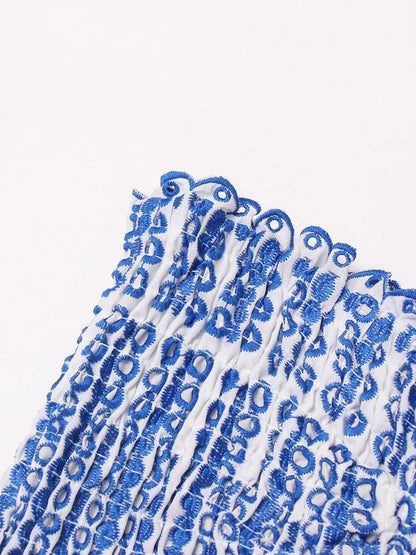 Colourblock Embroidery Women's Strapless Sleeveless High Waist Patchwork Folds Slimming Dresses - The Clothing Company Sydney