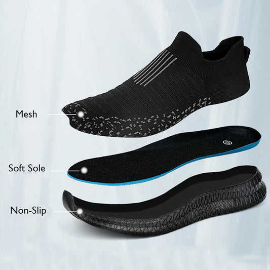 Breathable Casual Lightweight Outdoor Walking Anti-slip Men's Sneakers Slip on Flats Vulcanized Shoes - The Clothing Company Sydney