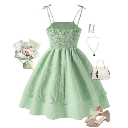 Kids Set Pink Tiered Sling Princess Dress Sweet Style Tween Girls Dress Birthday Party Dress The Clothing Company Sydney