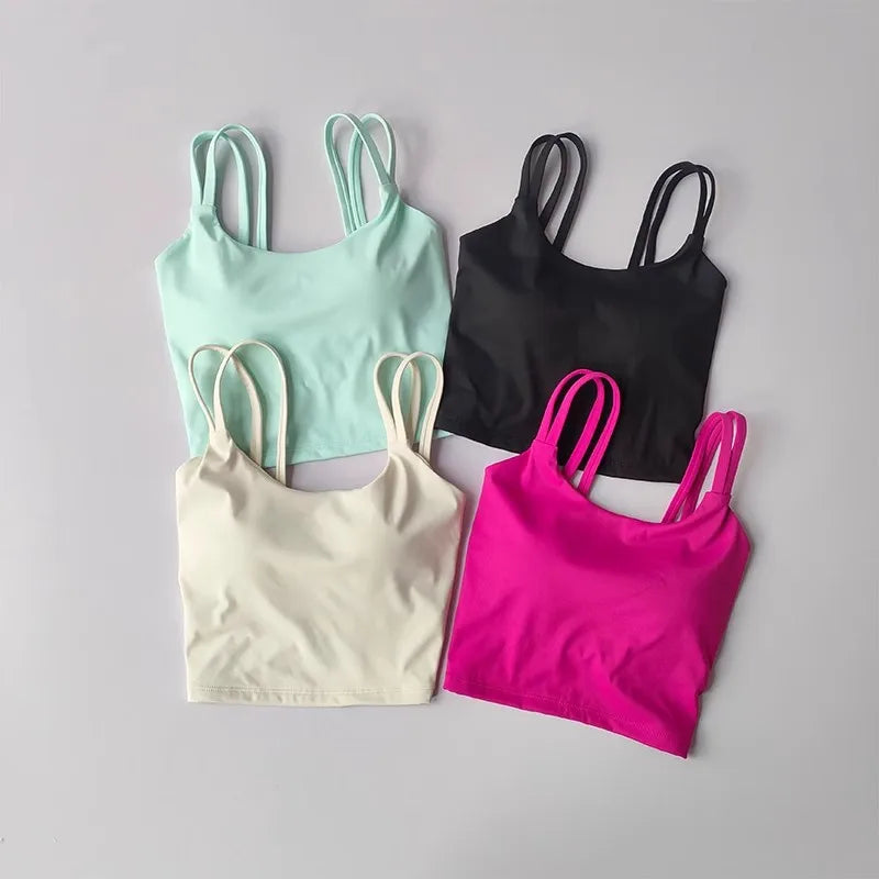 Women's Sports Bras Fitness Top Lingerie, Push Up Fixed Pad Yoga Bra Knotted Back Running Vest Gym Tops The Clothing Company Sydney