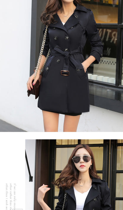 Spring And Autumn Women's Mid-Length Trench Coat Tie-In Jackets Coats The Clothing Company Sydney