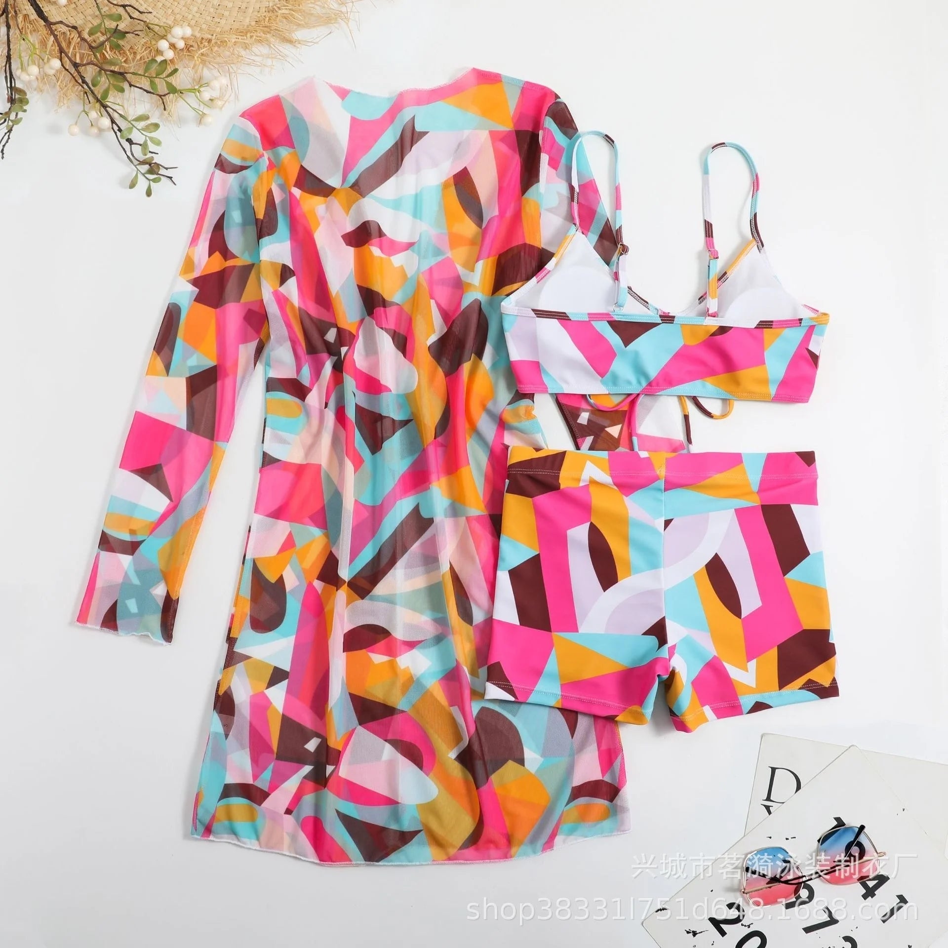 3 Piece Summer Print Swimsuits Tankini Sets Swimwear Beach Wear Bathing Suits Pool Women's Swimming Suit - The Clothing Company Sydney