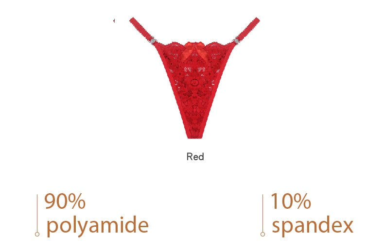 3 Piece Set Women's Lace Panties Perspective Underwear Low Waist Thin Strap Rhinestone Thong G-string Breathable Soft Lingerie The Clothing Company Sydney