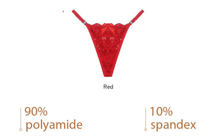 3 Piece Set Women's Lace Panties Perspective Underwear Low Waist Thin Strap Rhinestone Thong G-string Breathable Soft Lingerie The Clothing Company Sydney