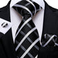 Designer Striped Silk Classic Ties For Men Wedding Accessories Gift For Men Neck Tie Set Pocket Square Cufflinks Set - The Clothing Company Sydney