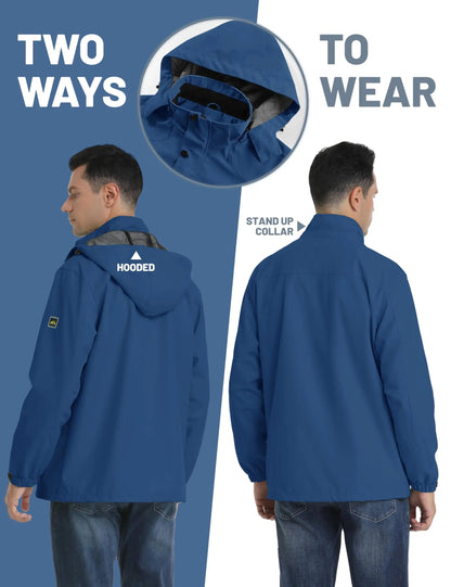 Lightweight Windbreaker Mens Mesh Lined Waterproof Rain Jacket Outdoor Fishing Hiking Jacket with Detachable Hood The Clothing Company Sydney