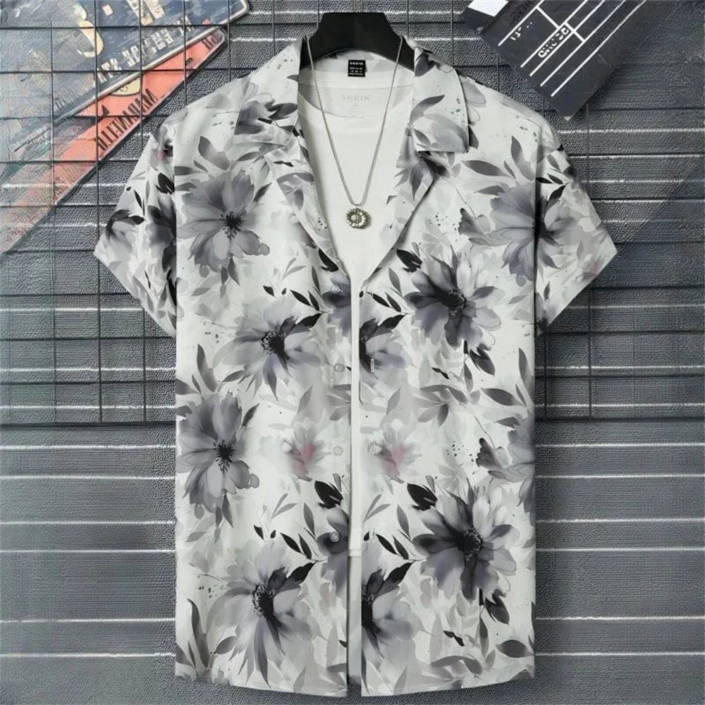 Short-sleeved shirt Floral Print Summer Beach casual men's Shirt - The Clothing Company Sydney
