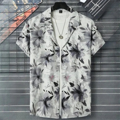 Short-sleeved shirt Floral Print Summer Beach casual men's Shirt - The Clothing Company Sydney