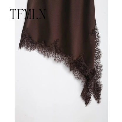 Lace Splicing Summer Sleeveless Asymmetry Dress Backless Slim Women's Party Sling Mini Dress The Clothing Company Sydney