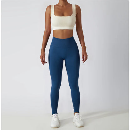 Women's Ribbed Seamless Yoga Pants High Waist Gym Leggings Sports Fitness Legging Running Tights - The Clothing Company Sydney