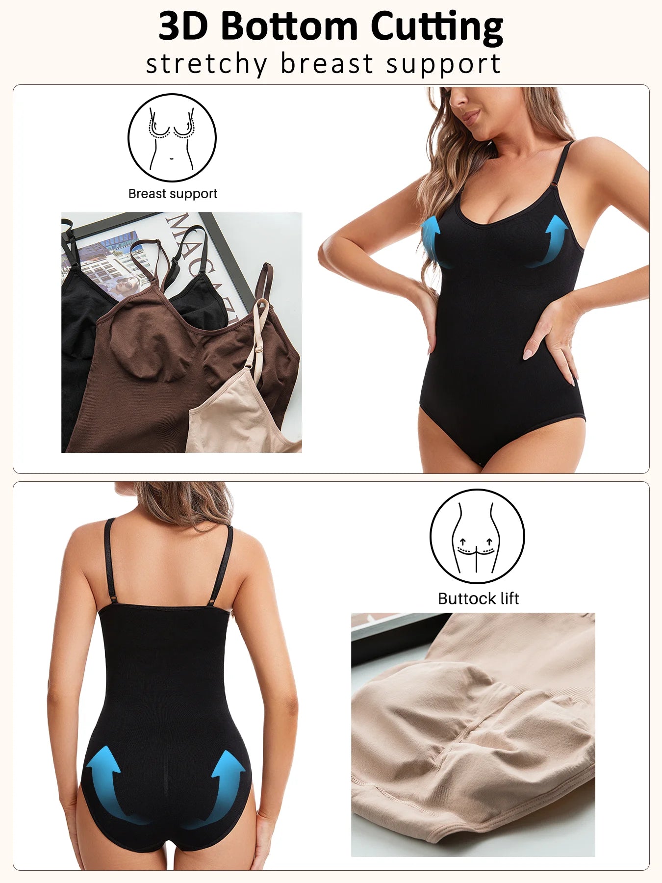 Women's Shapewear Seamless Full Body Shaper Smooth Out Bodysuit High Elastic Body Suits