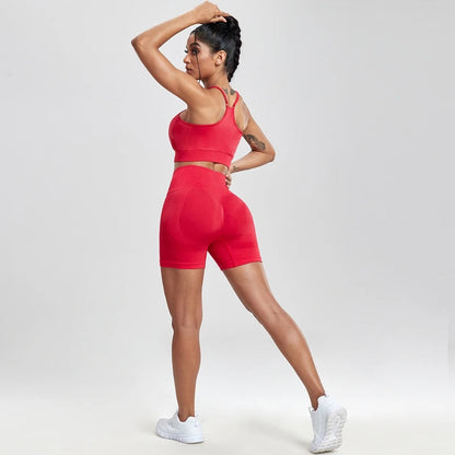 Womens Two Piece Set Peach Shorts Trackuists Gym Yoga Running Halter Fitness Shorts Push Up Bra Top Set The Clothing Company Sydney