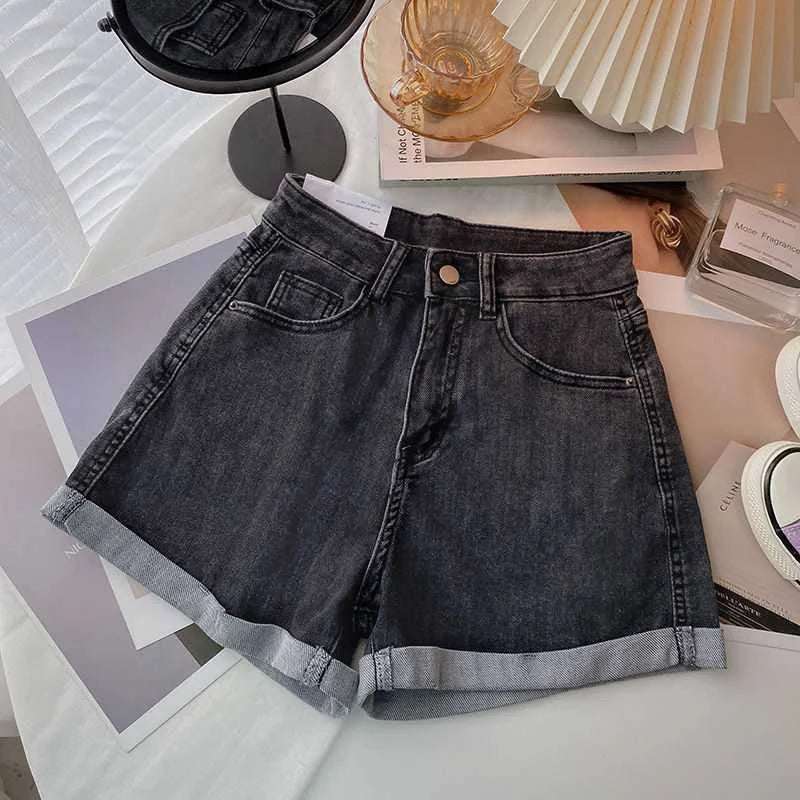 High Waist Plus-size Women Jeans Student Casual Versatile Trendy A- line Hot Pants Cotton Jeans Shorts The Clothing Company Sydney