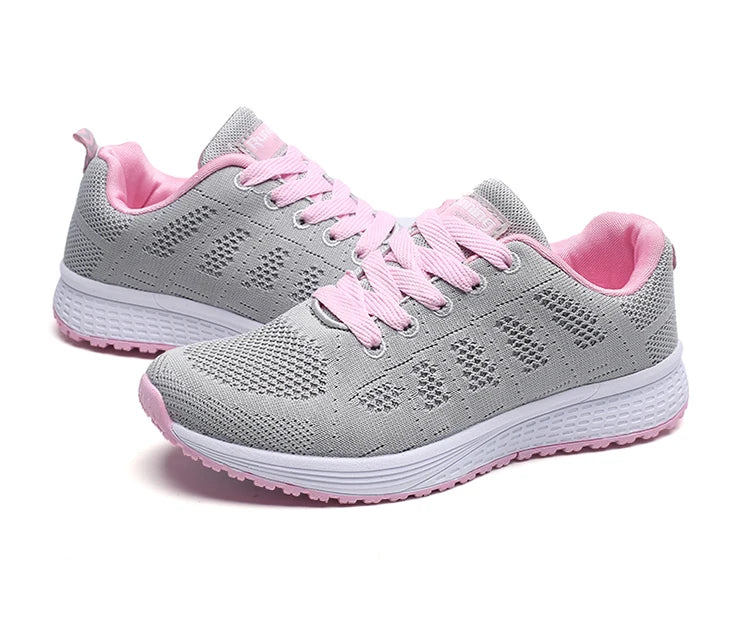 Women's Flats Fashion Lightweight Lace Up Round Toe Sneakers Walking Shoes - The Clothing Company Sydney