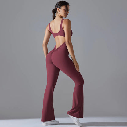 V Back Jumpsuit Gym Set Women Training Yoga Suit Sportswear Sports Fitness Rompers Stretch Workout Bodysuits The Clothing Company Sydney