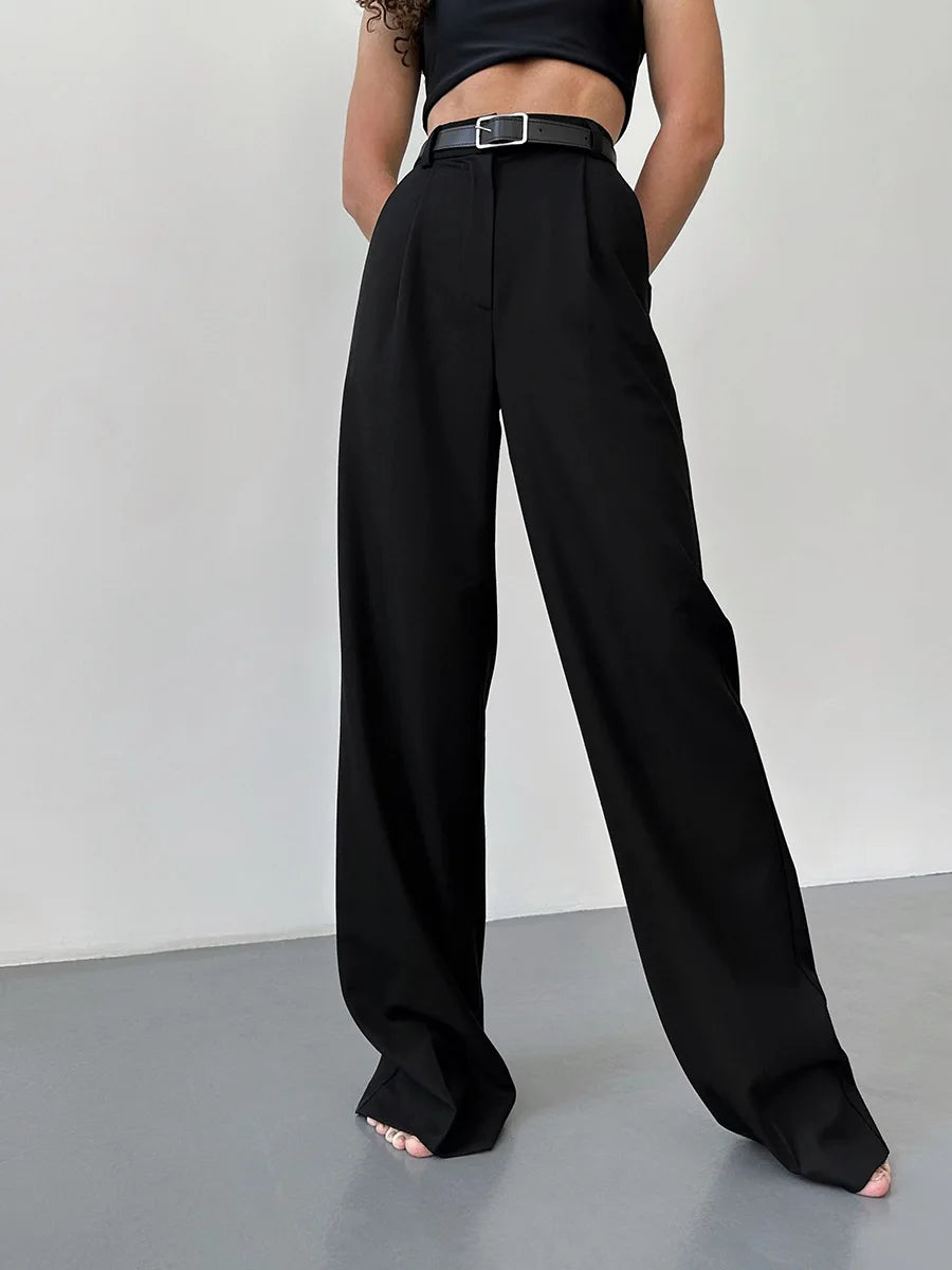 Classic Formal Straight Leg Pants Spring Summer Women's Versatile Casual Wear Loose Fit Wide Leg Pants The Clothing Company Sydney