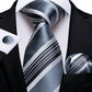 Designer Striped Silk Classic Ties For Men Wedding Accessories Gift For Men Neck Tie Set Pocket Square Cufflinks Set - The Clothing Company Sydney