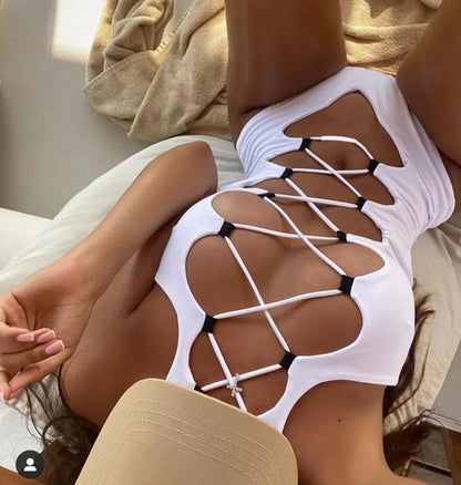 One Piece Bandage Swimsuit Sexy Hollow Out Swimwear Extreme Microbikini One Piece Bodysuit Whole Halter Bathing Suit The Clothing Company Sydney