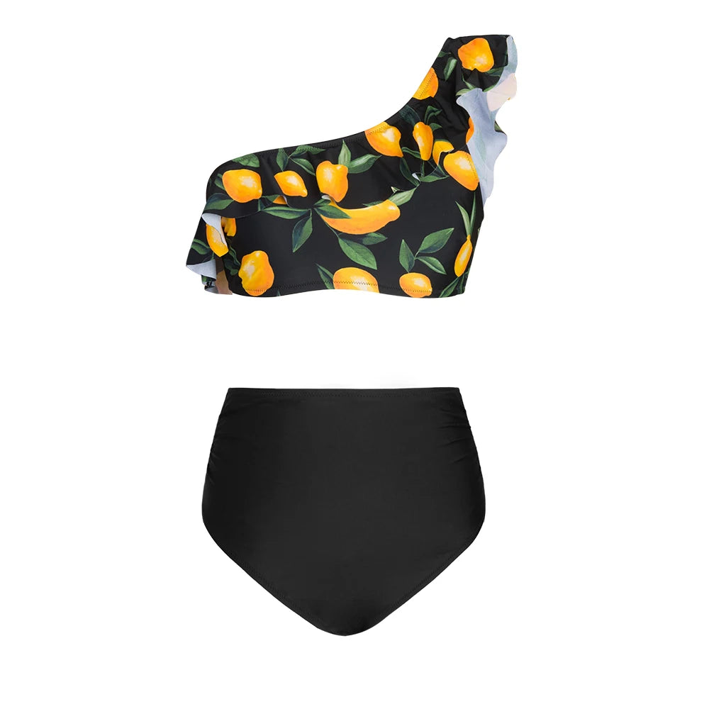 2 Piece Green Floral One Shoulder Bikini Set The Clothing Company Sydney