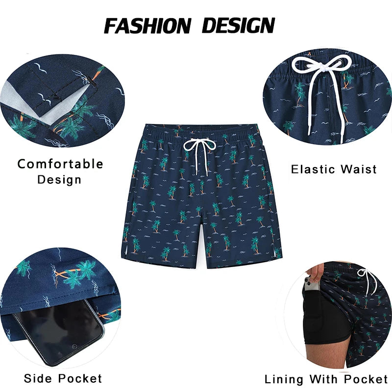 Polyester Swimming Shorts Men Gym Board Quickly Dry Elastic Waist Beach Pants Board Shorts - The Clothing Company Sydney