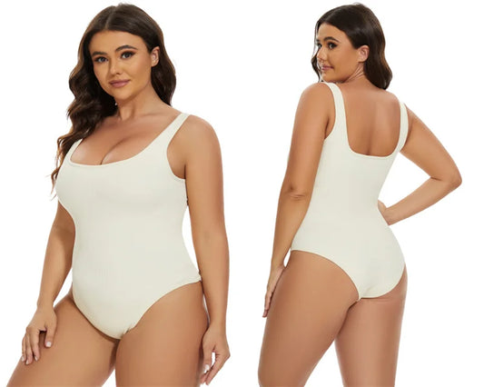 Ribbed Jumpsuit Daily Shaper Bodysuits Compression Open Crotch Shapewear Suit Playsuit