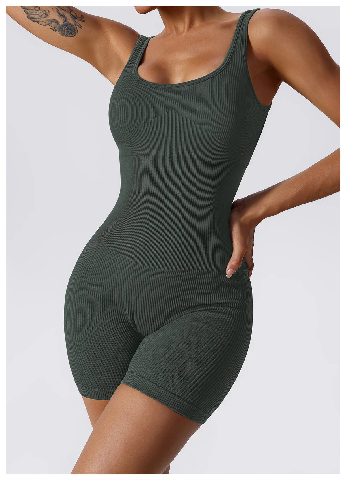 Women's Yoga Rompers One Piece Seamless Ribbed Jumpsuit Padded Sports Bra Romper Fashion Fitness Sportwear The Clothing Company Sydney
