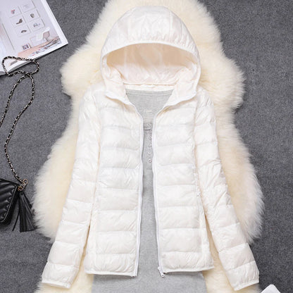 Women Puffer Jacket Plus Spring Autumn Female Ultra Lightweight Packable Hooded Down Coats - The Clothing Company Sydney