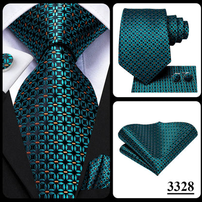 Blue Paisley Silk Tie Set – Necktie, Cufflinks & Hanky for Men The Clothing Company Sydney