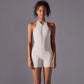 Hollow Backless Sport Jumpsuit Short Woman One Piece Gym Outfit Sleeveless Zipper Fitness Overalls Yoga Romper